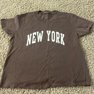 brown brandy melville new york graphic tee
